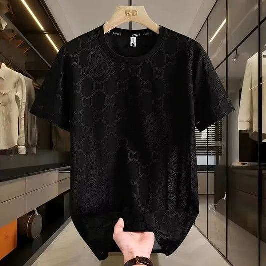 High-end ice silk ice feeling short-sleeved T-shirt men's new summer thin T-shirt trendy men's half-sleeved (Available)