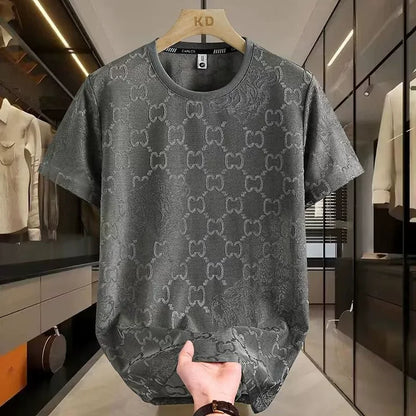 High-end ice silk ice feeling short-sleeved T-shirt men's new summer thin T-shirt trendy men's half-sleeved (Available)