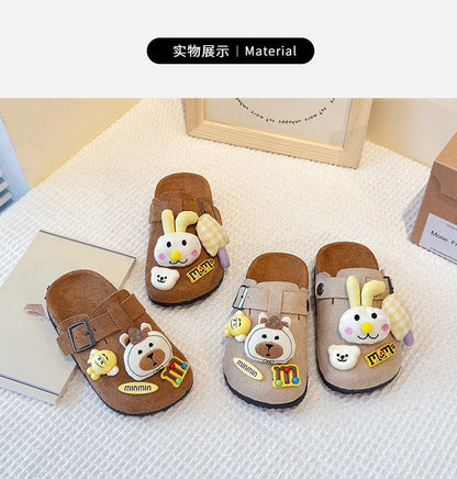 Cute bear plush Birkenstocks closed-toe slippers (Available)
