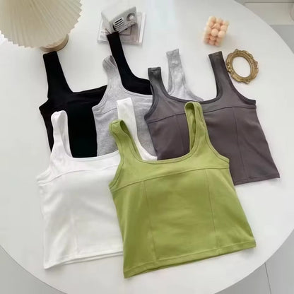 Cropped Woman Summer Square Neck Sleeveless Cotton Beauty Back Bra